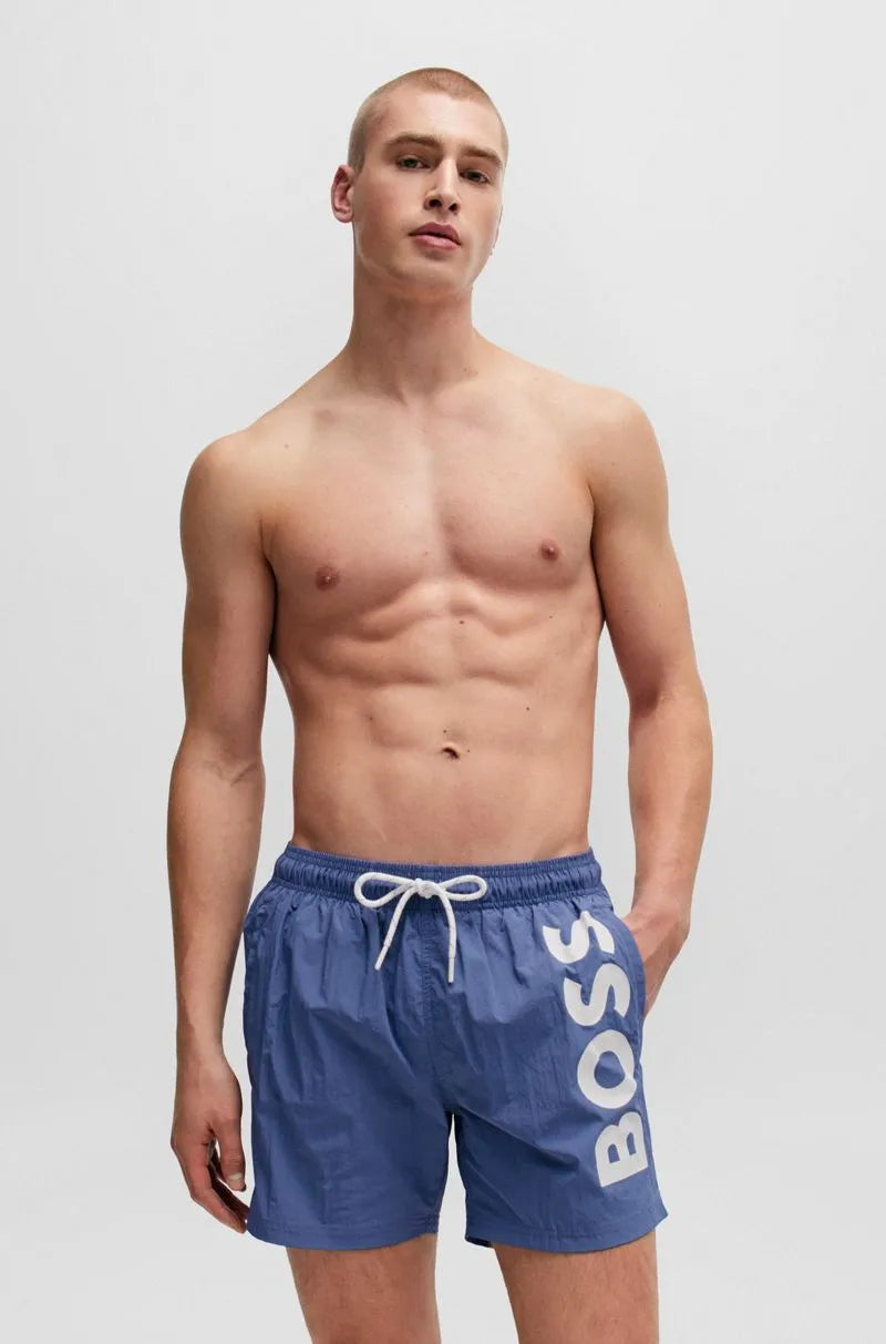 Shorts De Banho De Secagem Rápida Com Estampa Grande De Logo