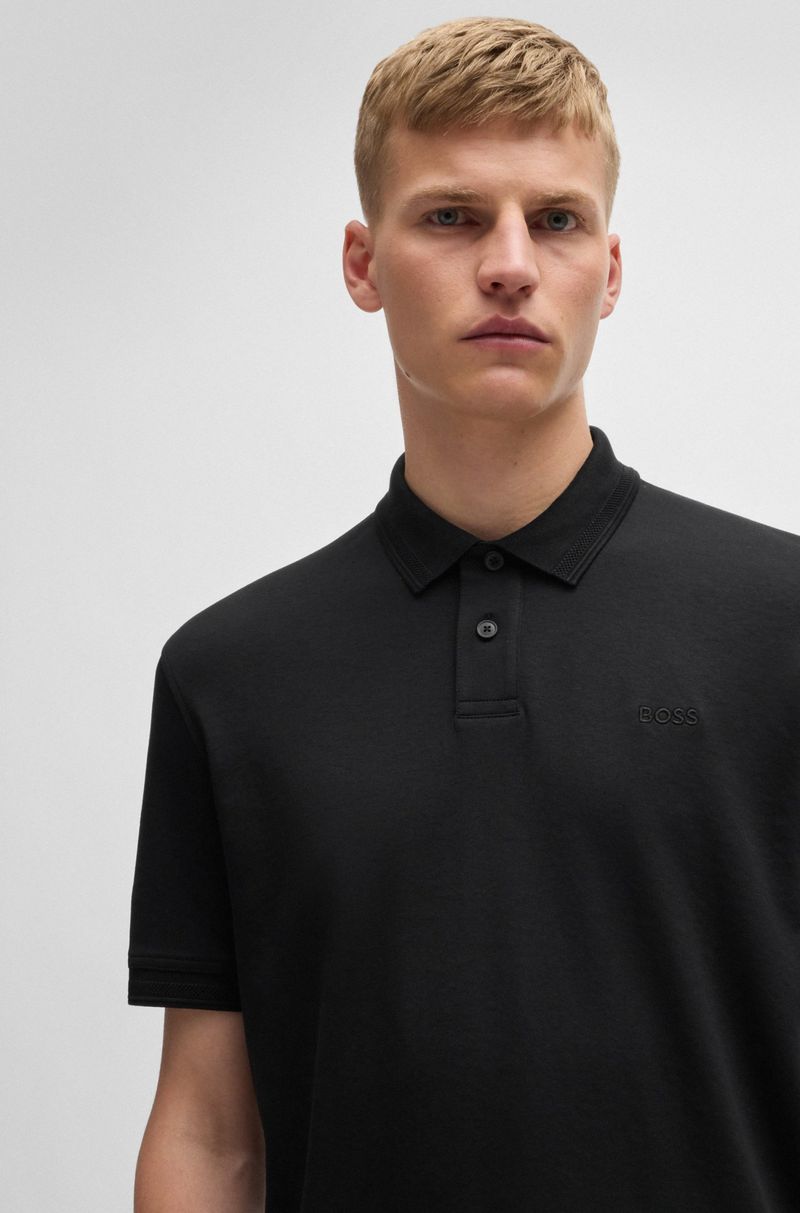 Polo Em Algodão Interlock Com Logo