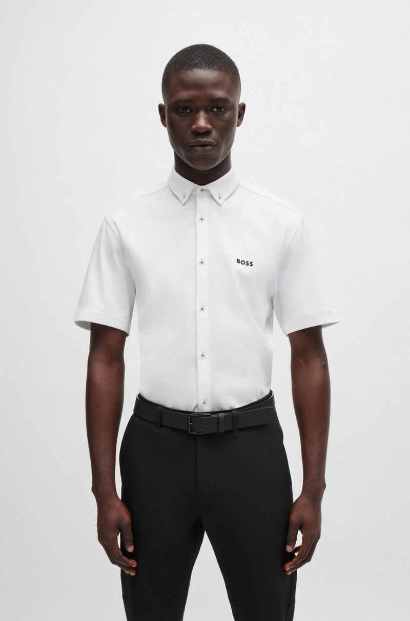 Camisa Regular Em Algodão Resistente Aos Vincos