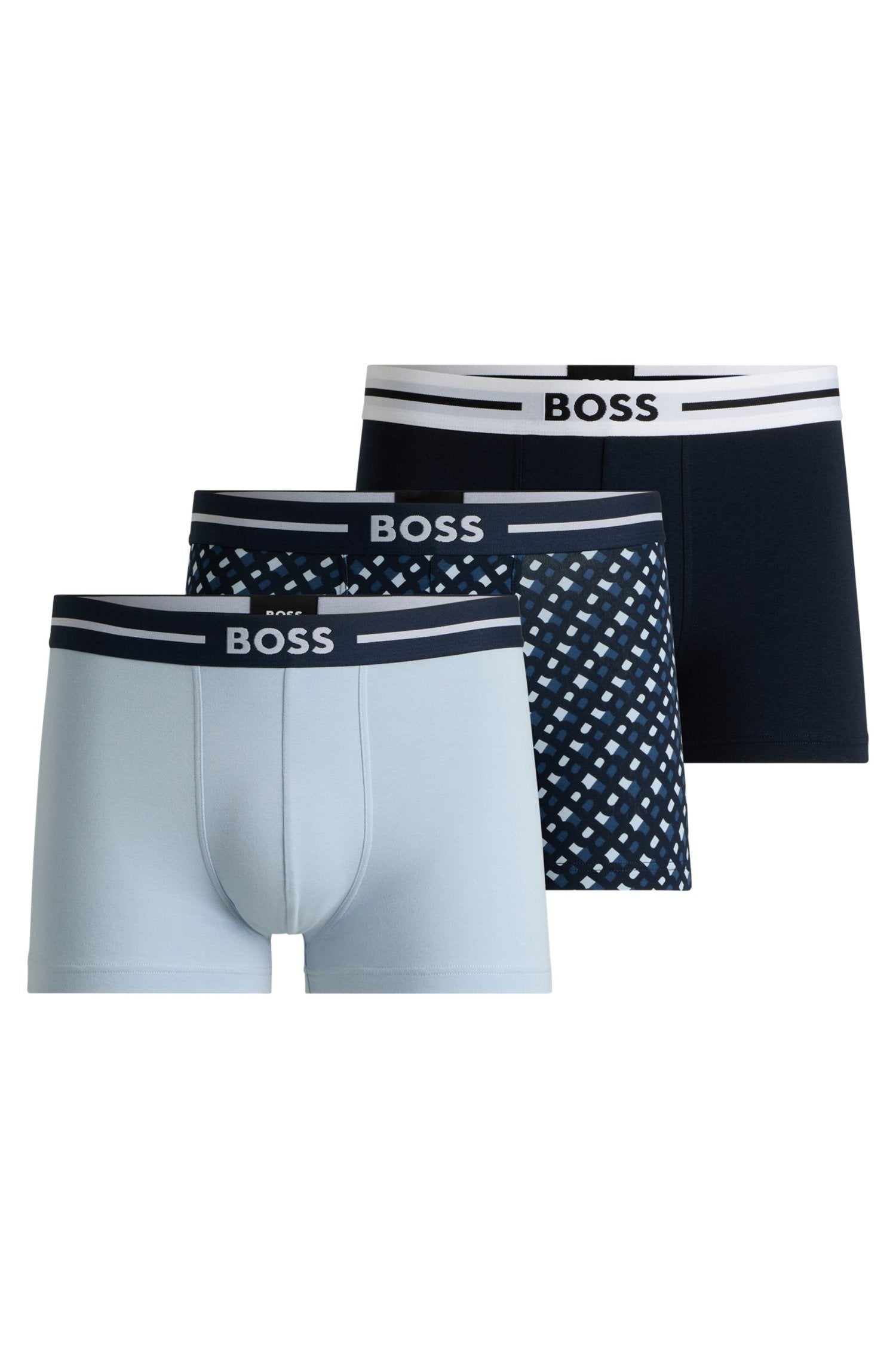 Pack De Três Cuecas De Algodão Stretch Com Monograma