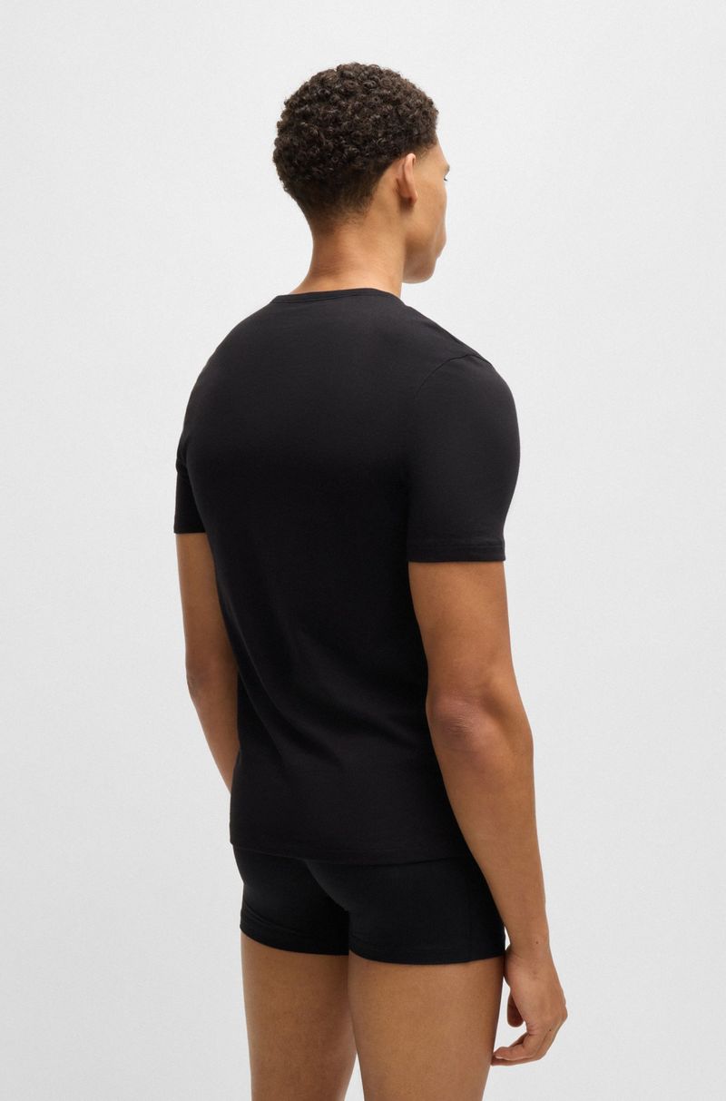 Pack De Três Camisetas Interiores De Algodão Com Logo Bordado