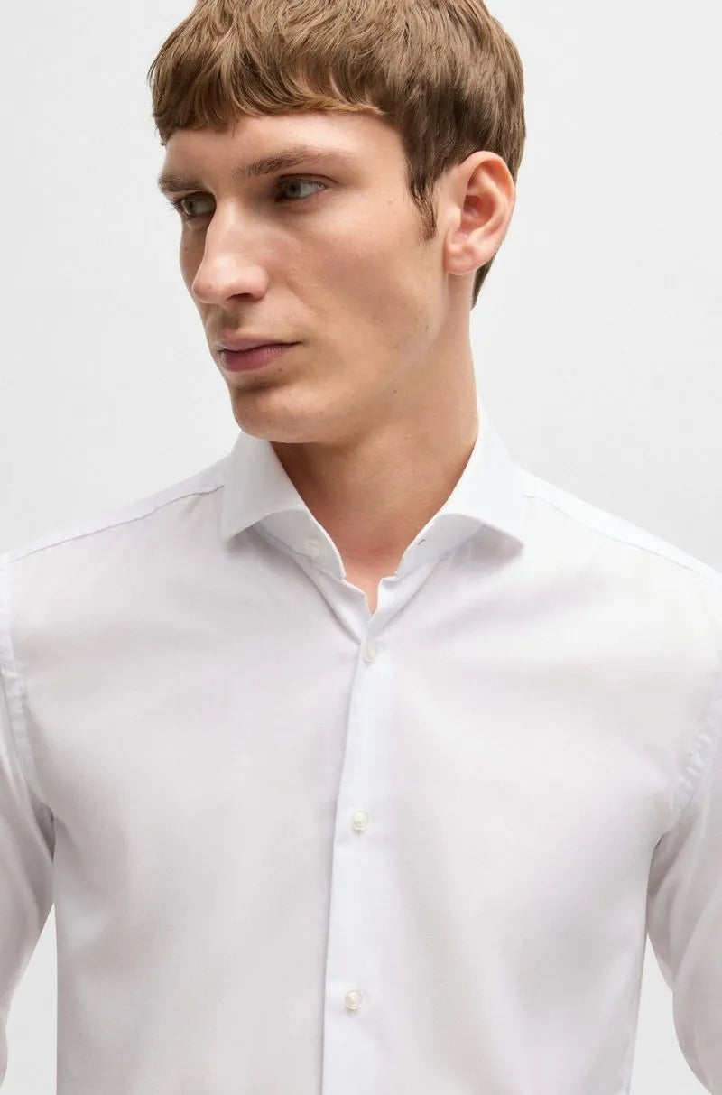 Camisa Slim Fit Em Algodão Estruturado