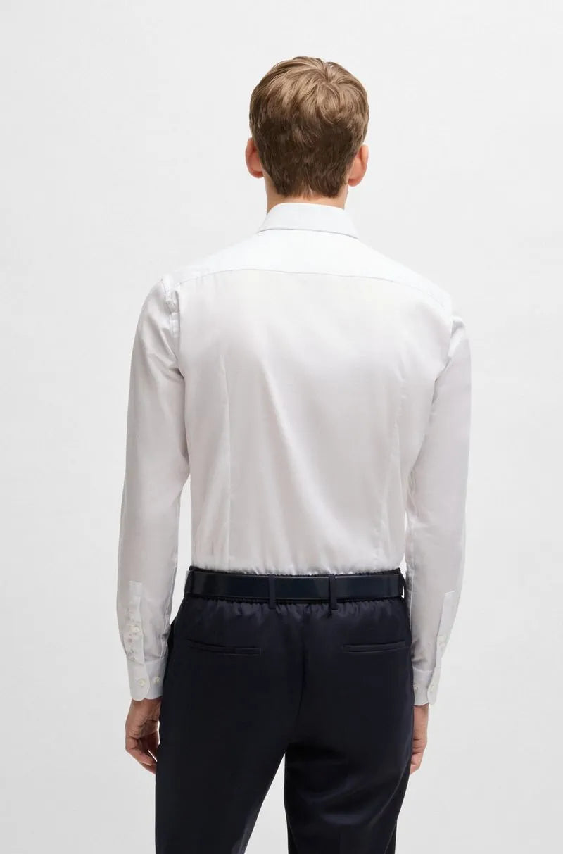 Camisa Slim Fit Em Algodão Estruturado