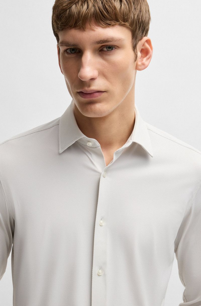 Camisa Slim De Jersey Elástico Para Desempenho Microestruturado