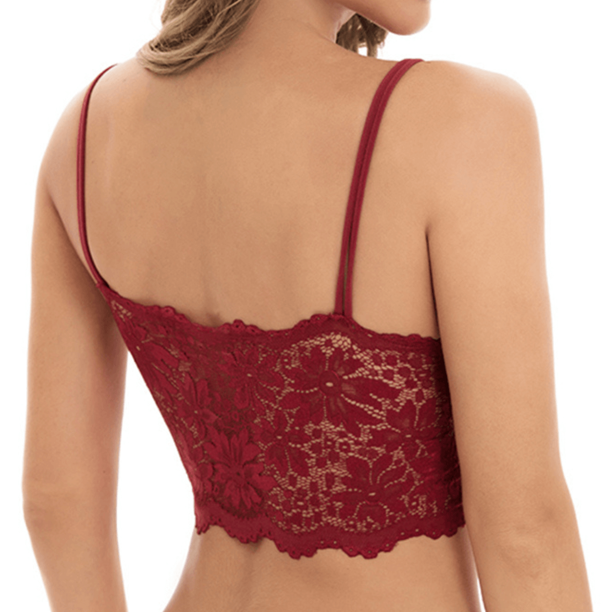 Sutiã de Renda Cropped Alça Fina