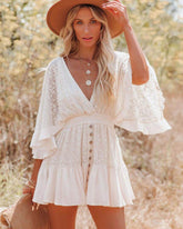 Vestido Clara Mini Renda Decote V