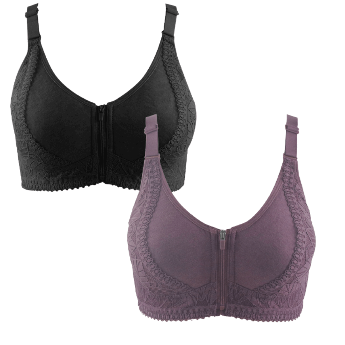 Kit 2 Sutiã de Renda e Algodão Plus Size - Soft Conforto