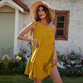 Vestido Curto Um Ombro Só Com Laço