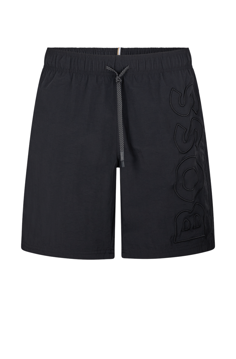 Shorts De Praia Em Material Reciclado Com Logo Bordado
