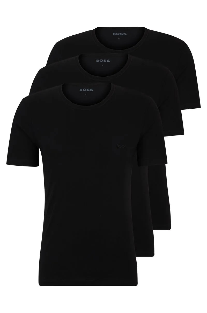 Conjunto De Três Camisetas Com Logo Bordado Em Algodão