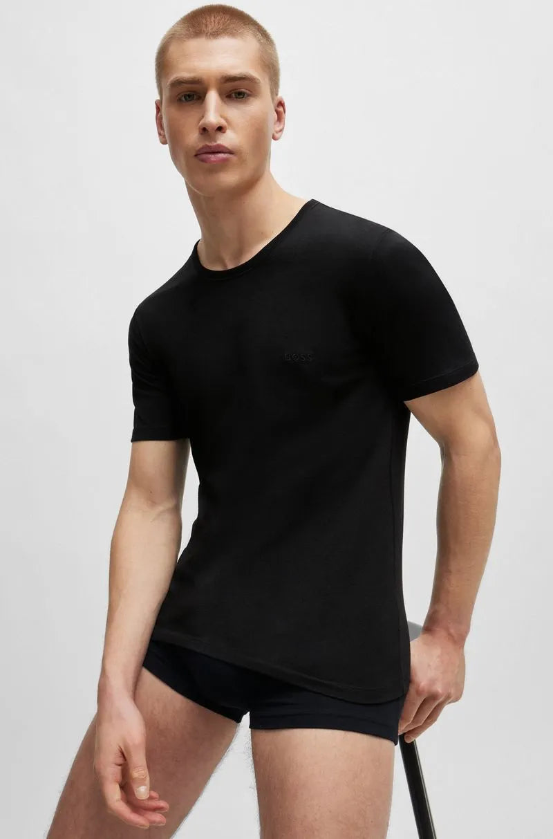 Conjunto De Três Camisetas Com Logo Bordado Em Algodão
