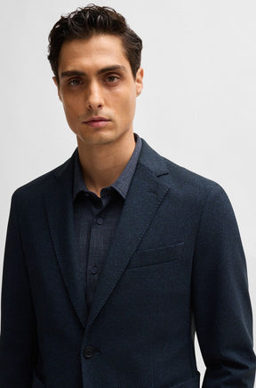 Blazer Slim De Tecido Elástico Com Micropadrão
