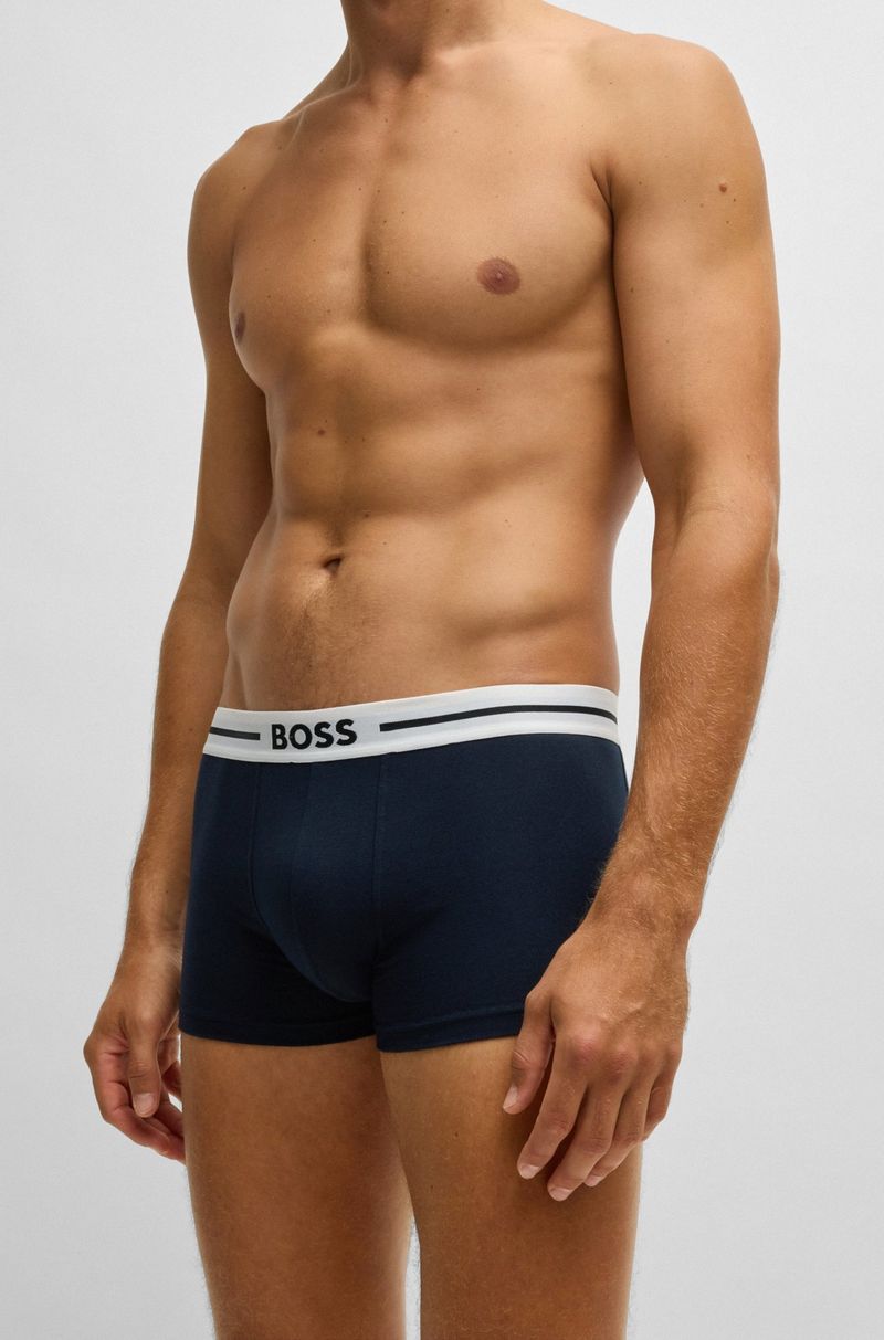 Pack De Três Cuecas De Algodão Stretch Com Monograma