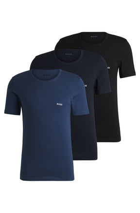 Pack De Três Camisetas Interiores De Algodão Com Logo Bordado