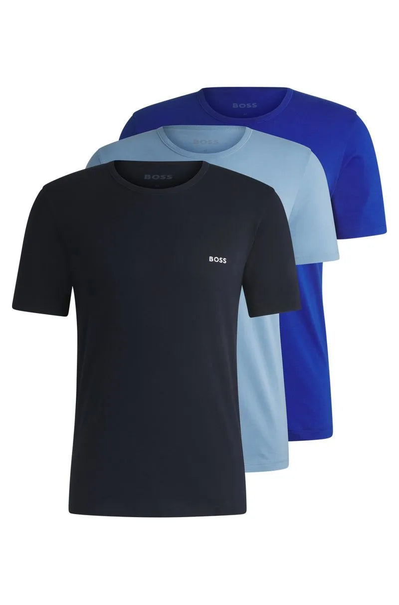Pack De Três Camisetas Interiores Em Algodão Com Logo Bordado