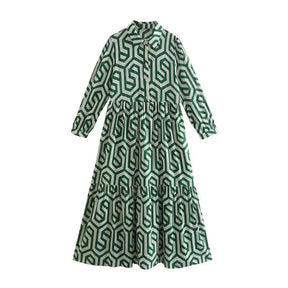 Vestido Decote V Estampa Geométrica
