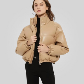 Jaqueta Couro Puffer Feminina