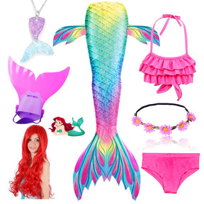 Fantasia Ariel com  Nadadeira e Cabelo - A pequena Sereia