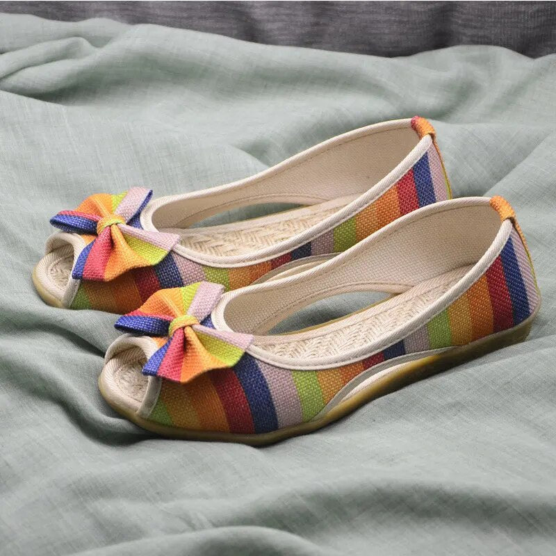 Sapatilha Aberta Estampada Fleur