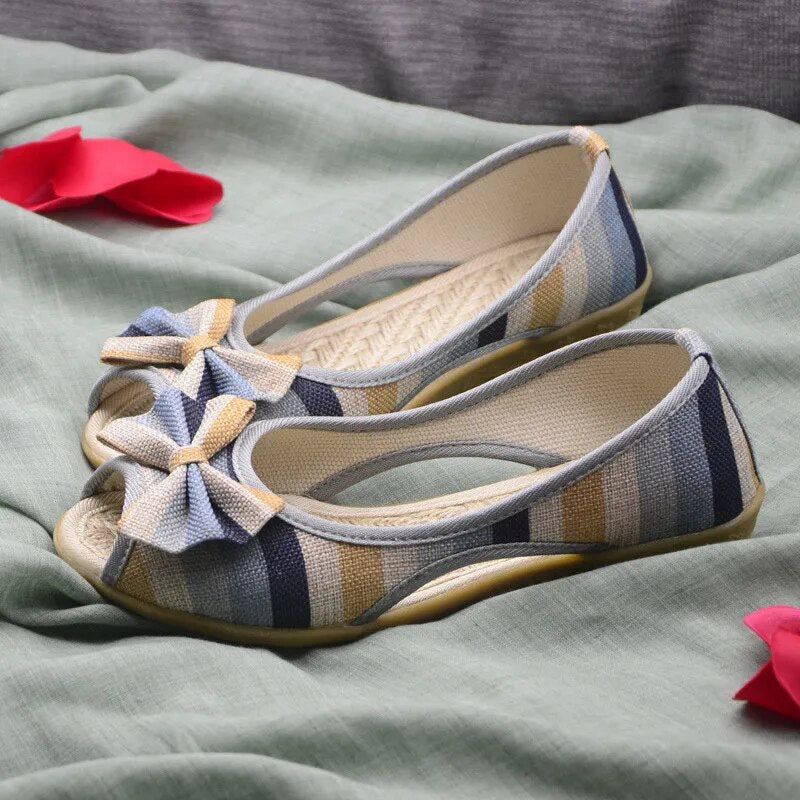 Sapatilha Aberta Estampada Fleur