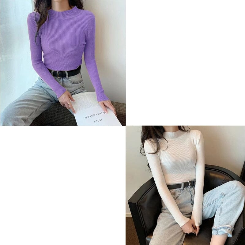 KIT 2 Blusas Canelada Gola Alta