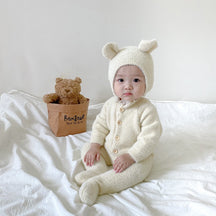 Macacão Bebê Peluciado + Gorro (2pcs)