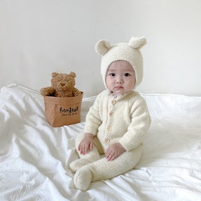Macacão Bebê Peluciado + Gorro (2pcs)