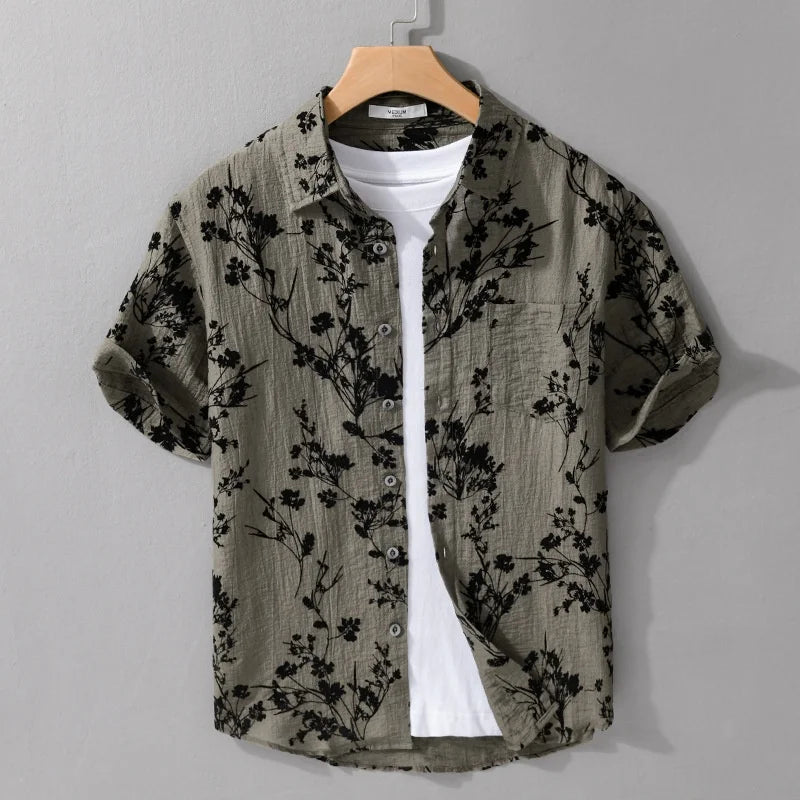 Camisa Masculina Estampa de Folhagens