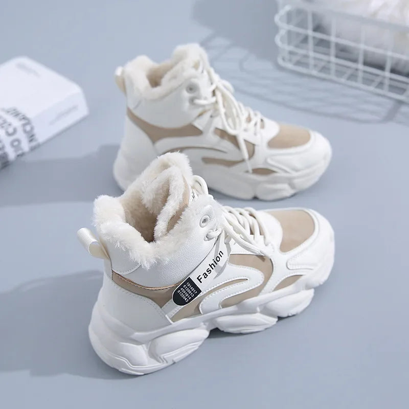 Bota com Plataforma Feminina Forro de Algodão Para Inverno