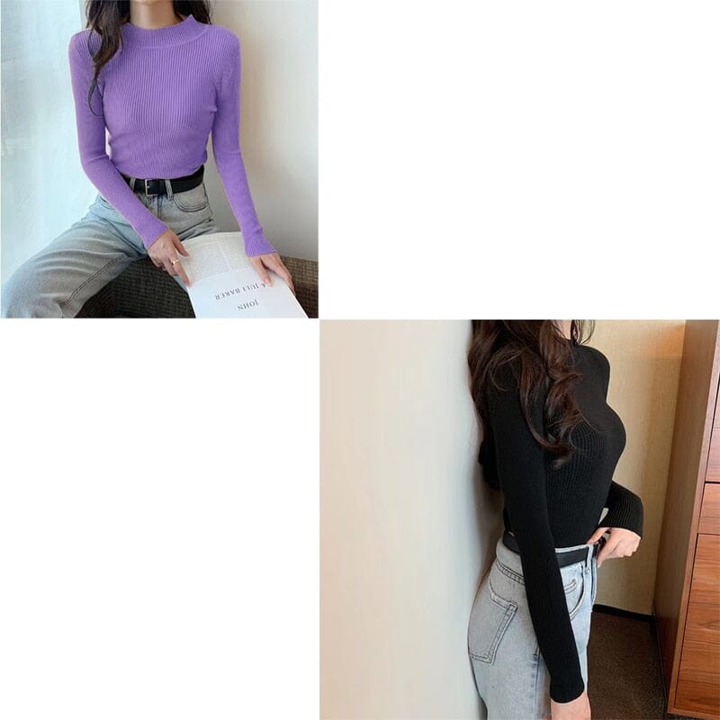 KIT 2 Blusas Canelada Gola Alta