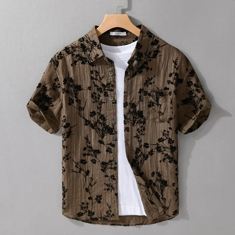 Camisa Masculina Estampa de Folhagens