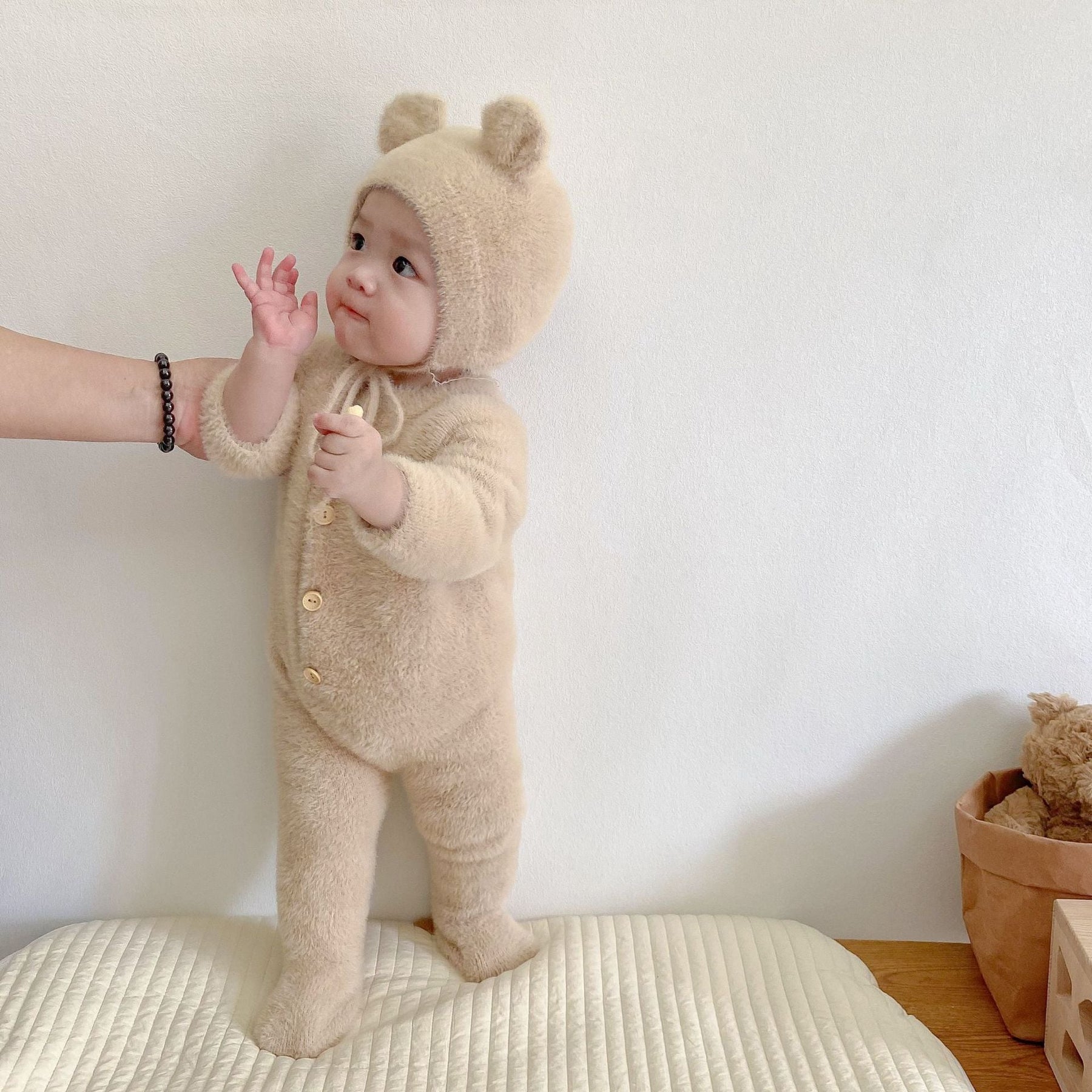 Macacão Bebê Peluciado + Gorro (2pcs)