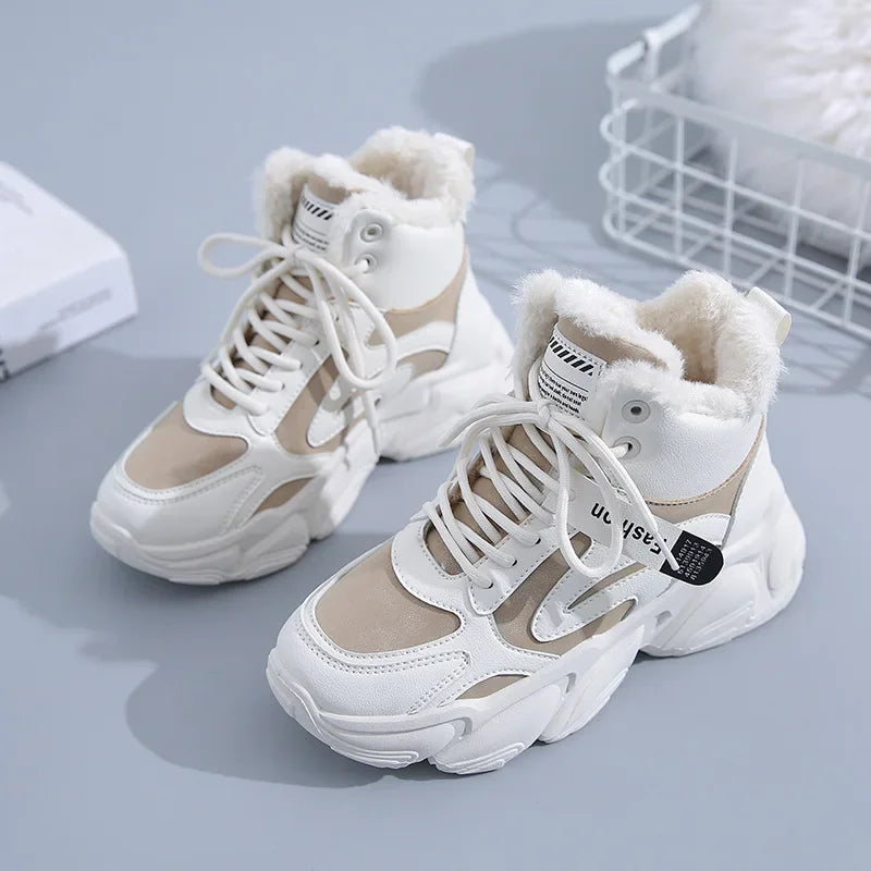 Bota com Plataforma Feminina Forro de Algodão Para Inverno