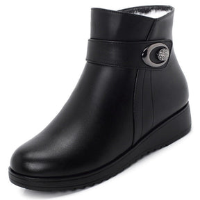 Bota Couro Pelúcida Inverno - Anabela
