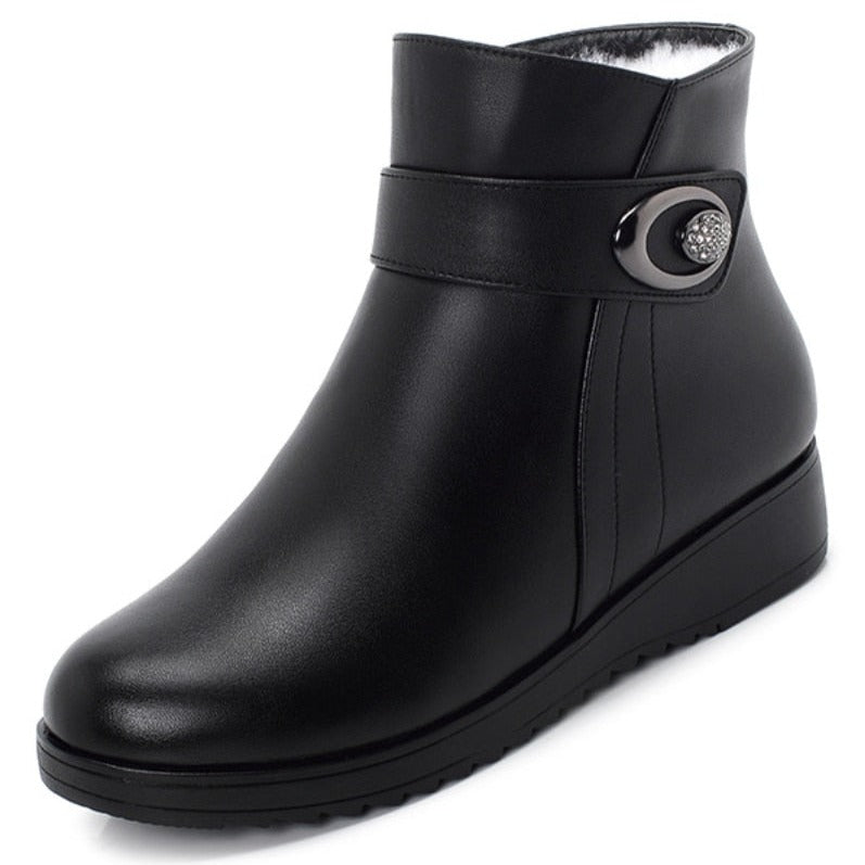 Bota Couro Pelúcida Inverno - Anabela