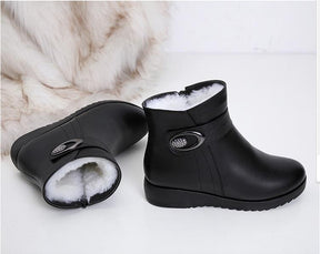 Bota Couro Pelúcida Inverno - Anabela