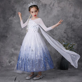 Fantasia Elsa Completa + Coroa + Varinha Mágica + Cabelo + Luva + Colar, Brinco, Anel e Pulseira