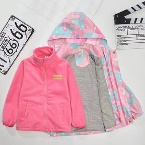 Duo Casacos Infantis: Fleece + Corta Vento com Capuz