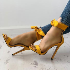 Sandália Salto Camurça Lace Up
