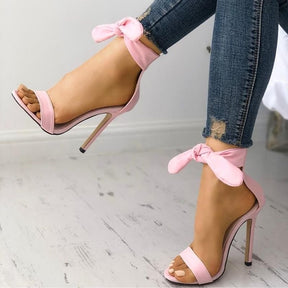 Sandália Salto Camurça Lace Up