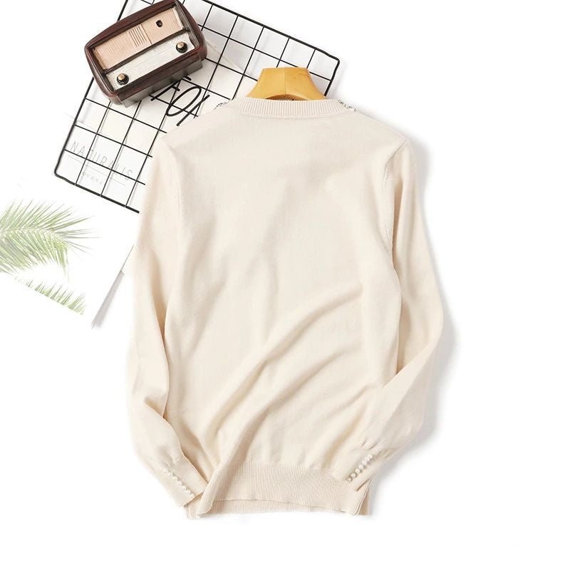 Suéter Feminino Gola Pérolas