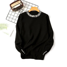 Suéter Feminino Gola Pérolas